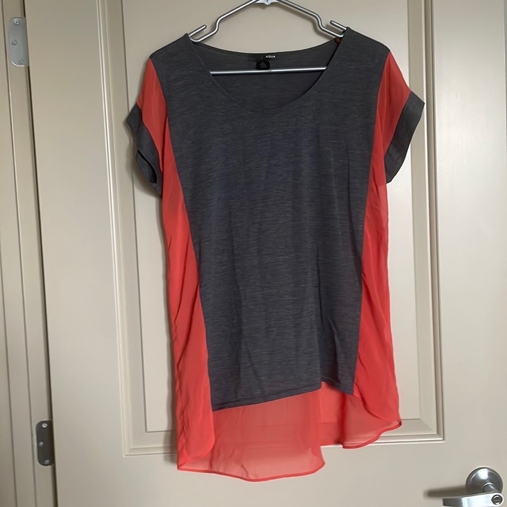 Aqua orange and gray top